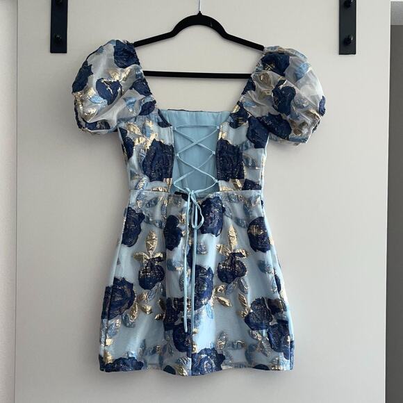 Blue and Navy Floral Dress - Picture 3 of 5